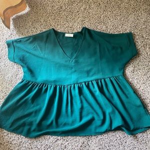 Emerald Green Peplum Dress Top